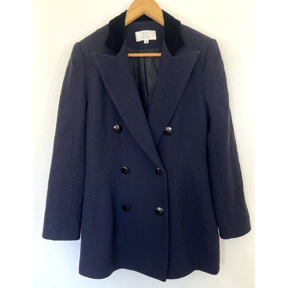 Badgley Mischka Womens Blazer Size 6 Navy‎ Corporate Quiet Luxury Capsule Office